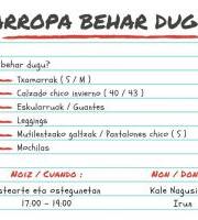 Irungo Harrera Sarea - Arropa behar dugu!