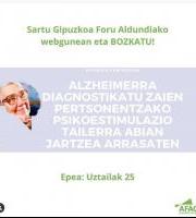Alzheimerra diagnostikatutako pertsonentzako psikoestimulazio-tailerra