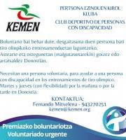 Entrenamenduetan Laguntzeko Boluntario Baten Bila Gabiltza