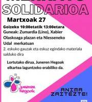 Juneren Hegoak elkartearen aldeko azoka solidarioa