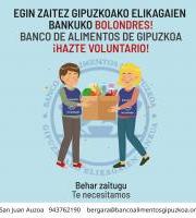 Gipuzkoako Elikagaien Bankuak Bolondresak Behar Ditu