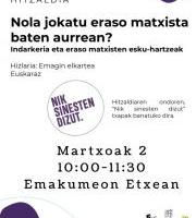 Hitzaldia: Nola Jokatu Eraso Matxista Baten Aurrean?