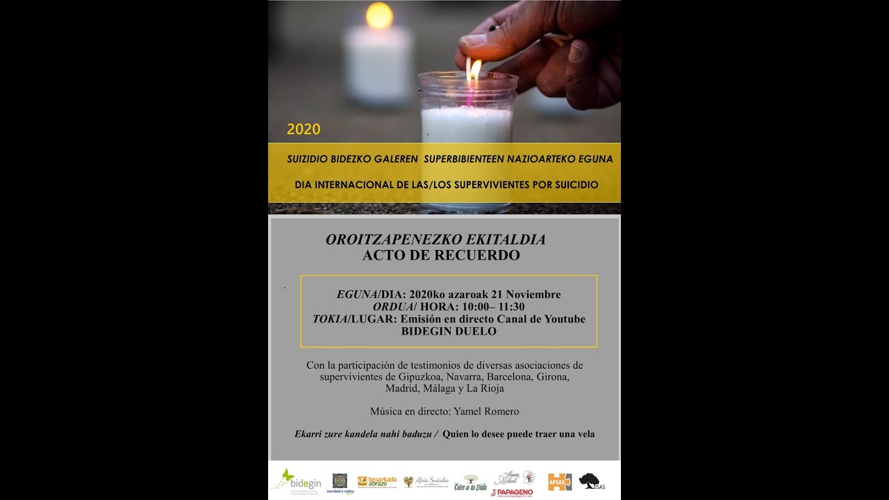 DIA INTERNACIONAL SUPERVIVIENTES POR SUICIDIO Suizidio Bidezko Galeren Superbibienteen Eguna